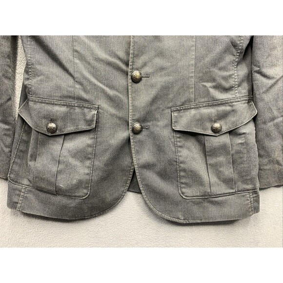 EXPRESS Mens Military Chore Jacket Ribbed Collar Button Accents Dark Gray Medium - Picture 16 of 16